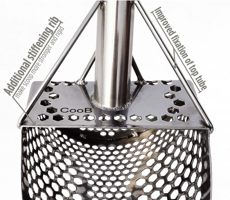 CooB Sand Scoop Shovel Metal Detector Monstrik V1, Sand Scoops Treasure Detecting, Metal Detector Hunting Tool, Stainless Steel, Mixed Hexahedron Holes - Image 5